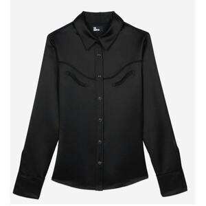 The Kooples Black Sateen Western Shirt | FR‎ 3 (US L)
